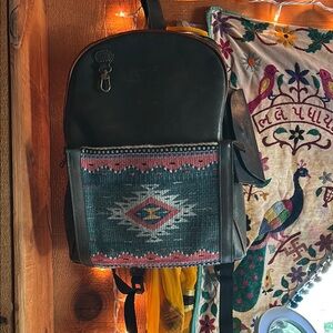 Handcrafted Black and Multicolor Backpack